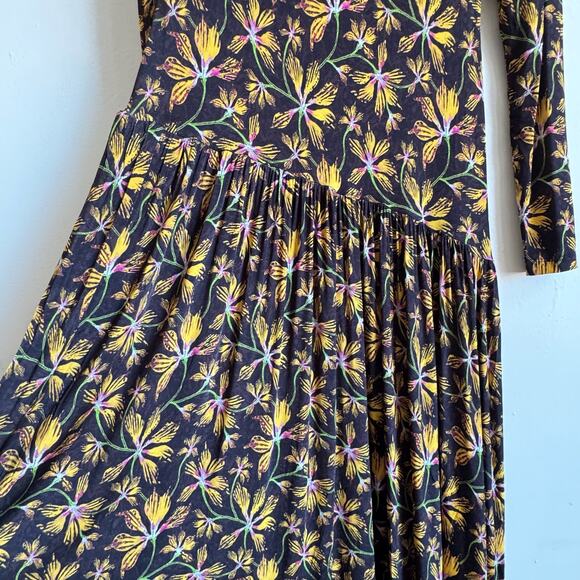 ULLA JOHNSON Fernanda Drop-Waist Floral-Print Stretch-Jersey Turtleneck Dress - Picture 4 of 9